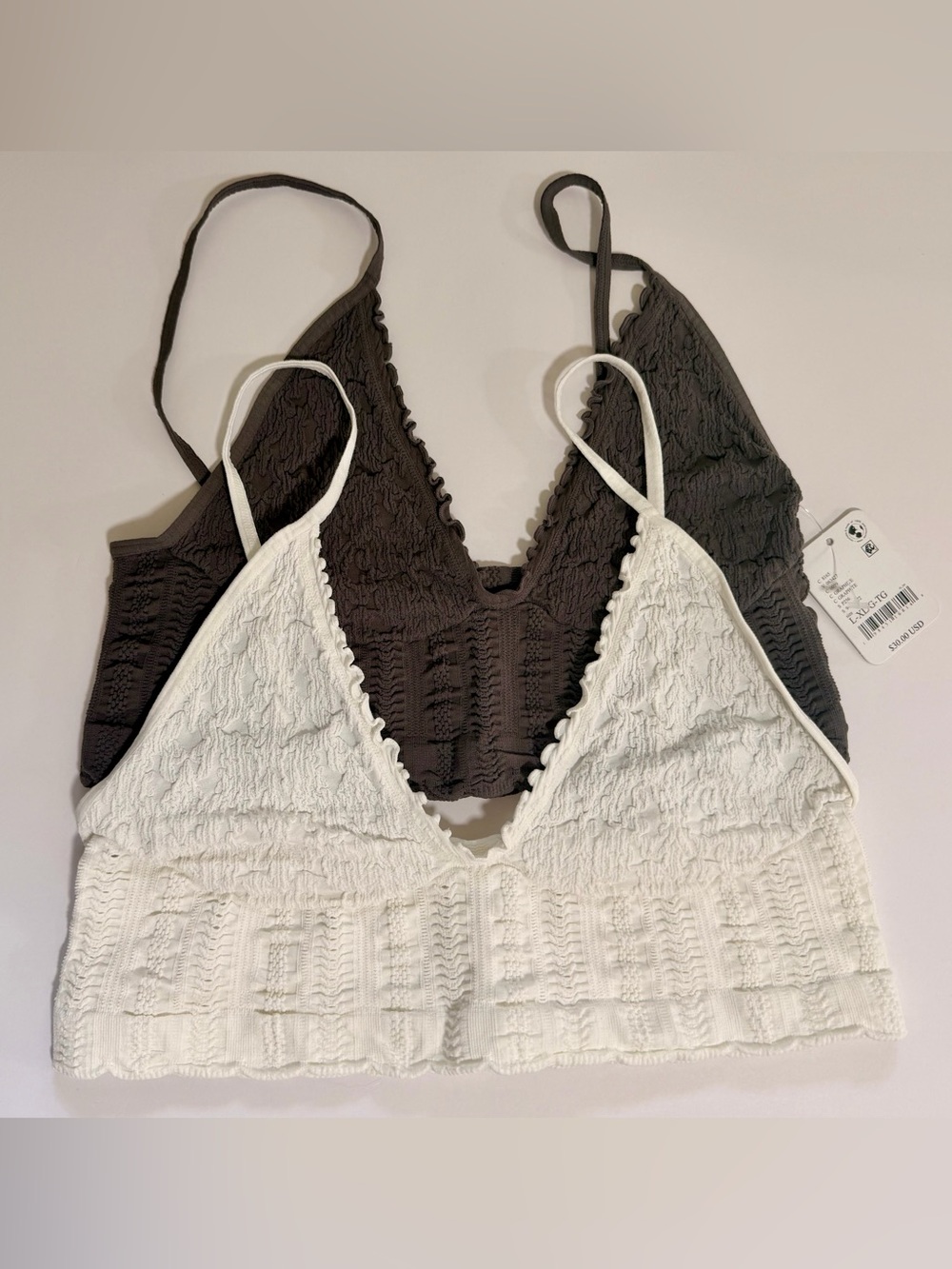 Free People Heirloom Seamless Bralettes. Bundle (2) L/XL Gunmetal & Clean Ivory - Picture 8 of 12